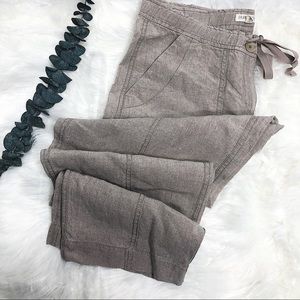 Eileen Fisher organic linen khaki cropped pants
